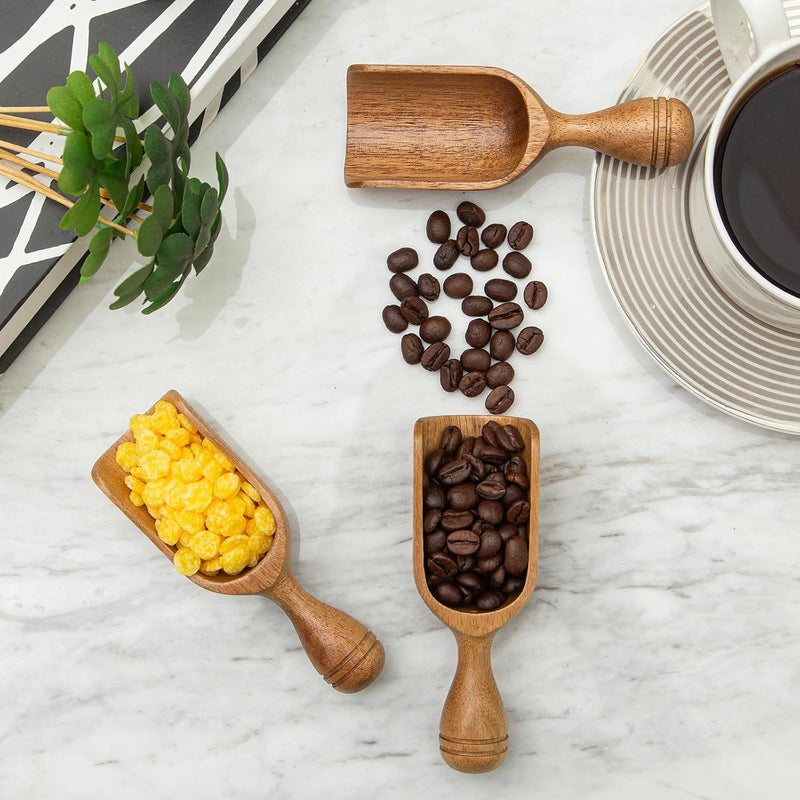 CDEHQFB Wooden Scoops for Canisters 3PCS Wooden Scoop for Jars Acacia Mini Measuring Spoons for Ground Coffee Scoops Shovel Kitchen Scooping for Tea Powder & Bath Salt Laundry Detergent Shove- Multipurpose - Image 3
